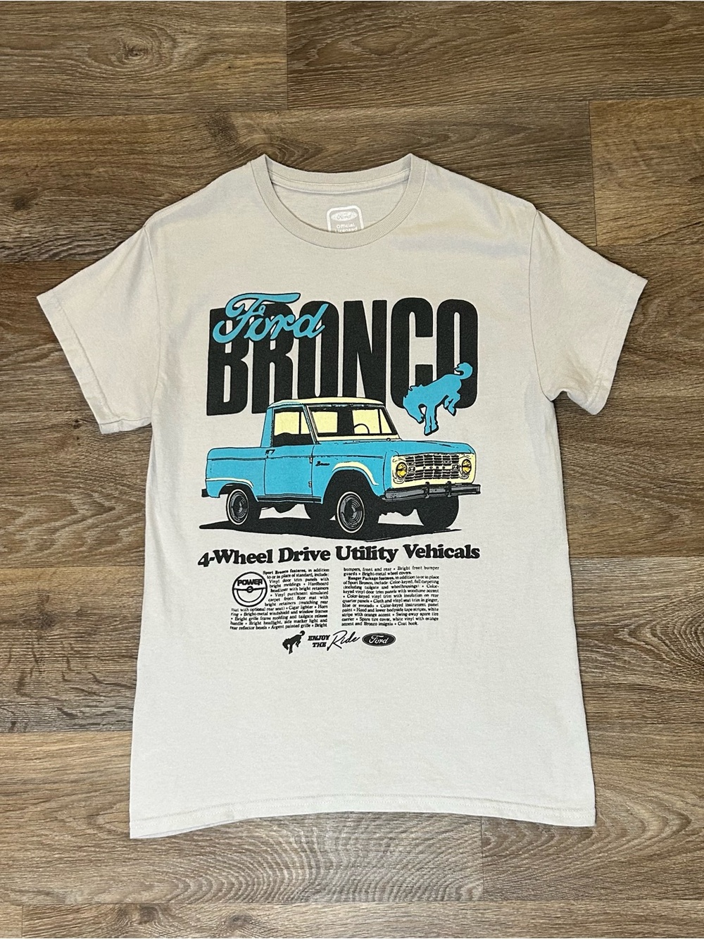 Ford Bronco Graphic Tee - Cream with Blue and Black Print